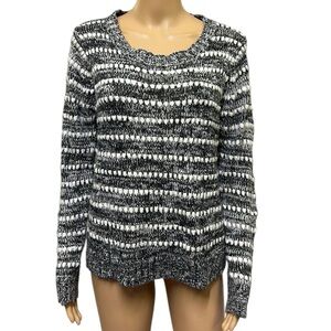 Creazioni Effeci Black White Knit Acrylic scoop Neck Imported Sweater Womens L